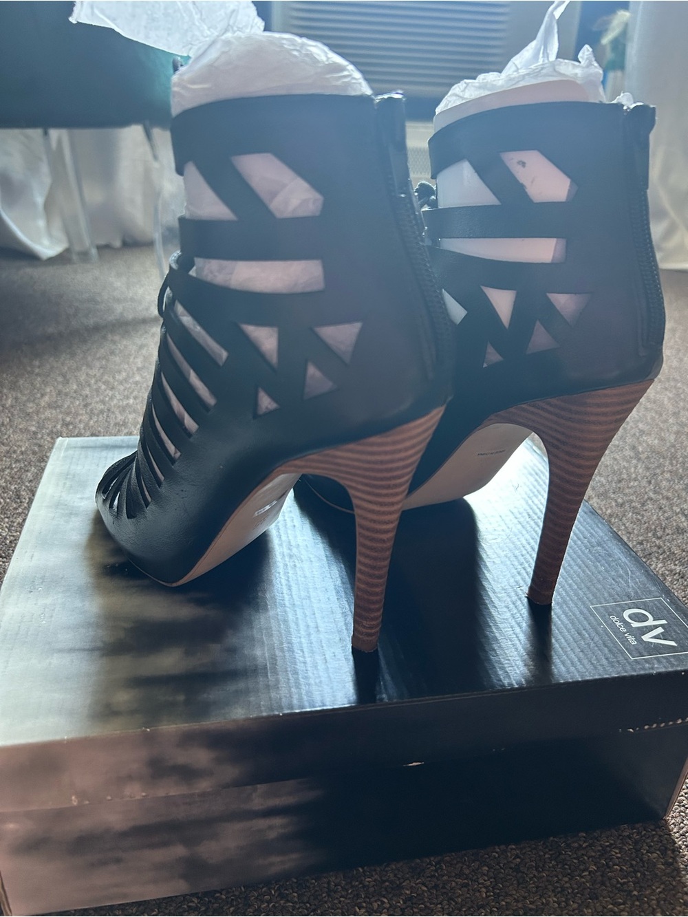 Dolce Vita Black Strappy Lace-Up Stiletto Sandals - Picture 4 of 9